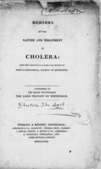 Remarks on the nature and treatment of cholera: being the substance of a paper laid before the Medico-Chirurgical Society of Edinburgh