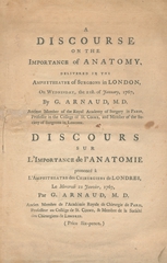 A discourse on the importance of anatomy: delivered in the amphitheatre of surgeons in London, on Wednesday, the 21st of January, 1767