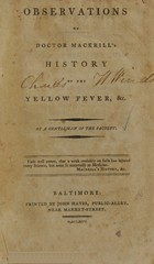 Observations on Doctor Mackrill's History of the yellow fever, &c