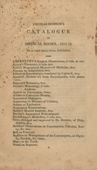 Thomas Dobson's Catalogue of medical books... 1811-12