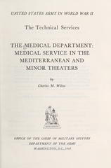 Medical Department: medical service in the Mediterranean and minor theaters