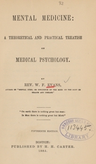 Mental medicine: a theoretical and practical treatise on medical psychology