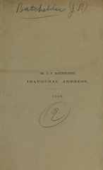 An inaugural address, delivered before the New York Academy of Medicine, February 3d, 1858
