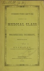 Introductory lecture addressed to the medical class of Transylvania University: session of 1849-50