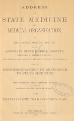 Address on state medicine and medical organization