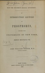 An introductory lecture on phosphorus: delivered in the University of New York, session MDCCCXLVII-VIII