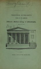 Charge to the graduates of Jefferson Medical College of Philadelphia: delivered March 25, 1847