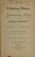 Valedictory address to the graduating class of the Medical Department of the University of Maryland