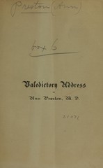 Valedictory address to the graduating class of the Woman's Medical College of Pennsylvania: at the eighteenth annual commencement, March 12th, 1870