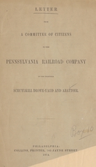Letter from a committee of citizens to the Pennsylvania Railroad Company on the proposed Schuylkill drove-yard and abattoir