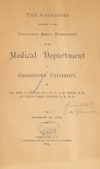 The addresses delivered at the twenty-sixth annual commencement of the Medical Department of Georgetown University