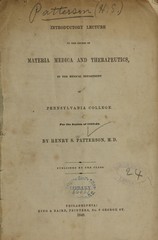 Introductory lecture to the course of materia medica and therapeutics, in the Medical Department of Pennsylvania College: for the session of 1848-49