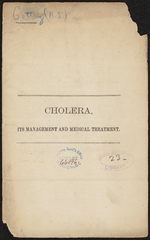 Cholera, its management and medical treatment