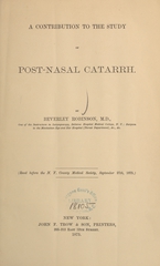 A contribution to the study of post-nasal catarrh
