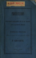 Protestation contre quelques attaques du Dr Cs Faget: lue a la Sociéte Médicale de la Nouvelle-Orléans dans sa séance du 21 septembre 1860