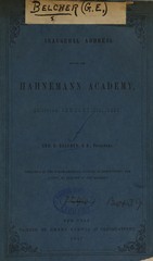 Inaugural address before the Hahnemann Academy: delivered January 7th, 1857
