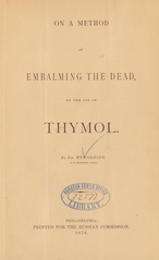On a method of embalming the dead, by the use of thymol