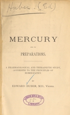 Mercury and its preparations: a pharmacological and therapeutic study, according to the principles of homoeopathy