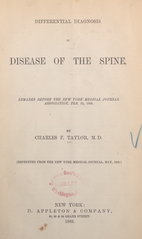 Differential diagnosis of disease of the spine: remarks before the New York Medical Journal Association, Feb. 12, 1869