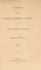 Address before the graduating class of the Albany Medical College