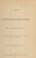 A paper on chole-lithiasis