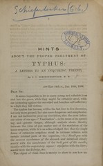 Hints about the proper treatment of typhus: a letter to an inquiring friend