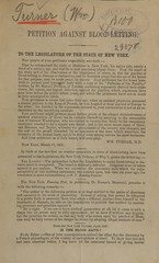 Petition against blood-letting: to the legislature of the State of New York