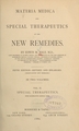 Materia medica and special therapeutics of the new remedies