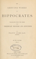 The genuine works of Hippocrates